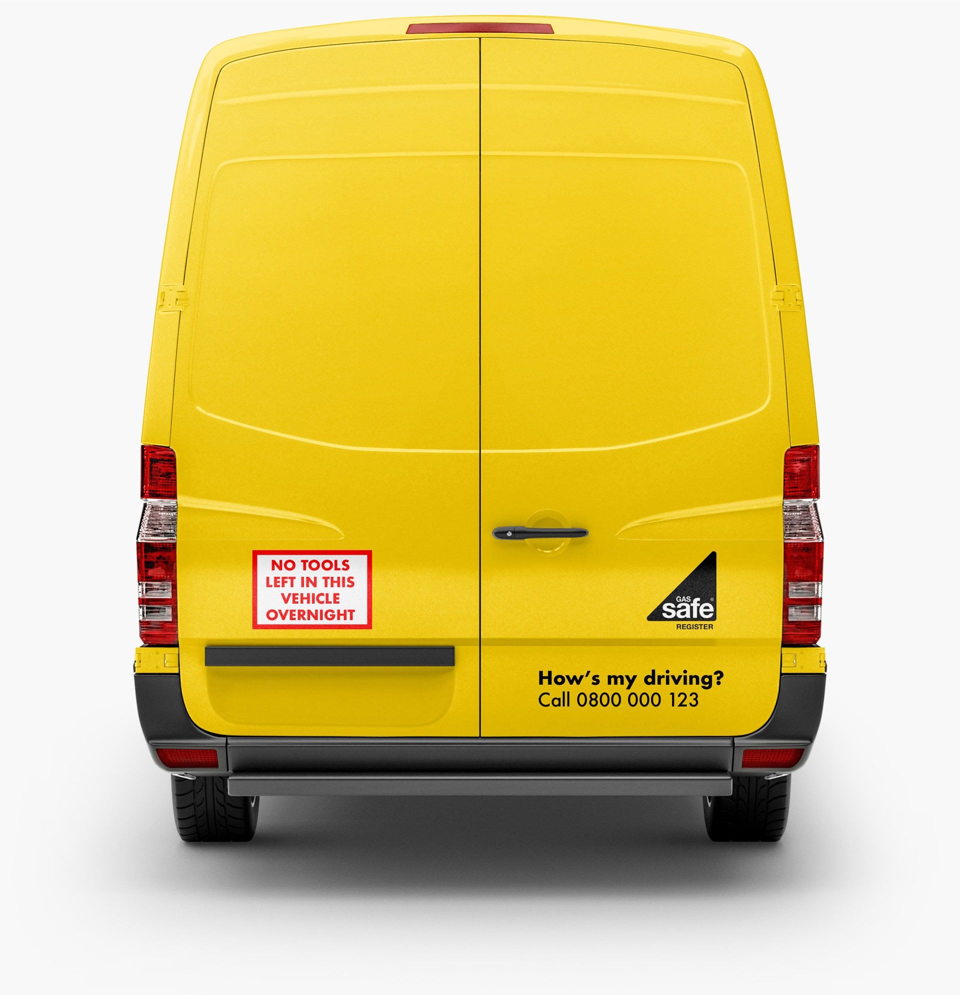 Yellow van reversing